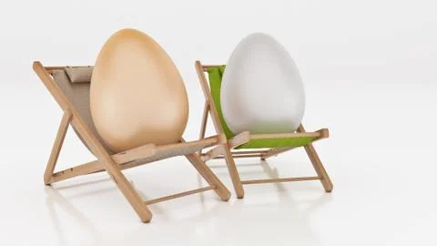 Egg with lay down on summer beach chair isolated Stock Illustration