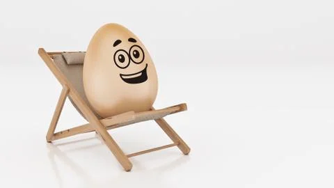 Egg with lay down on summer beach chair isolated Stock Illustration