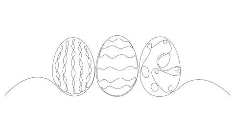 Egg line art, continuous one line drawing of three eggs. Stock Illustration