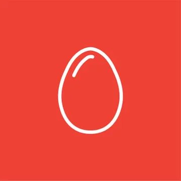 Egg Line Icon On Red Background. Red Flat Style Vector Illustration 스톡 일러스트