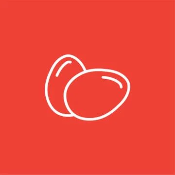 Egg Line Icon On Red Background. Red Flat Style Vector Illustration 스톡 일러스트