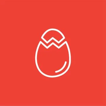 Egg Line Icon On Red Background. Red Flat Style Vector Illustration Stock Illustration