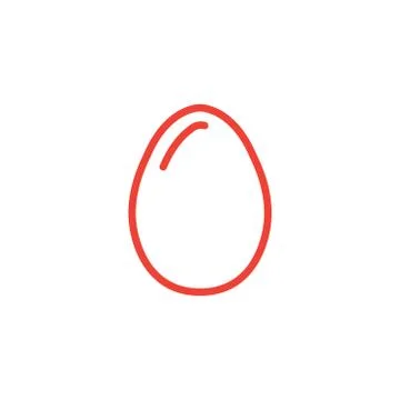 Egg Line Red Icon On White Background. Red Flat Style Vector Illustration Stock Illustration