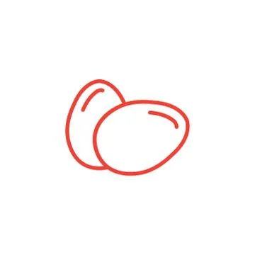 Egg Line Red Icon On White Background. Red Flat Style Vector Illustration Stock Illustration