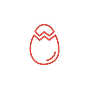 Egg Line Red Icon On White Background. Red Flat Style Vector Illustration Stock Illustration