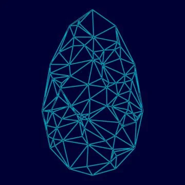 Egg low poly triangulation triangulated polygonal electric cyan blue vibrant  Stock Illustration
