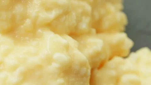 Egg mayonnaise macro close up presentation slowly rotating stock footage Stock Footage 344794688