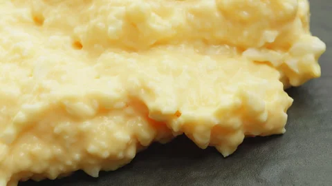 Egg mayonnaise macro close up presentation slowly rotating stock footage Stock Footage 344796155