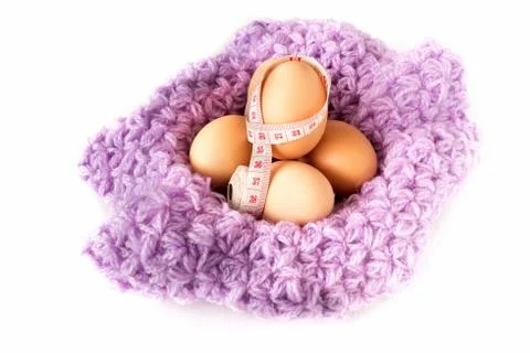 Egg with measuring tape. 스톡 사진