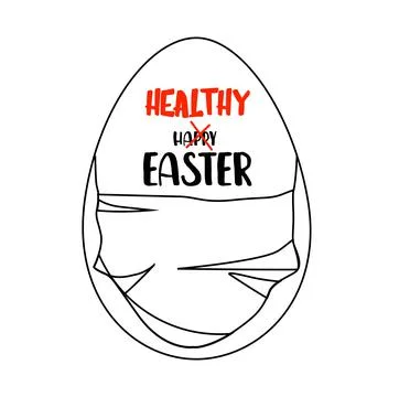 Egg in a medical mask. Easter concept. Easter poster.. Stock Illustration