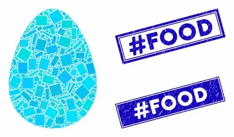Egg Mosaic and Distress Rectangle Stamps Stock Illustration