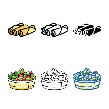 Egg multistyle roll fast food color icon vector Stock Illustration