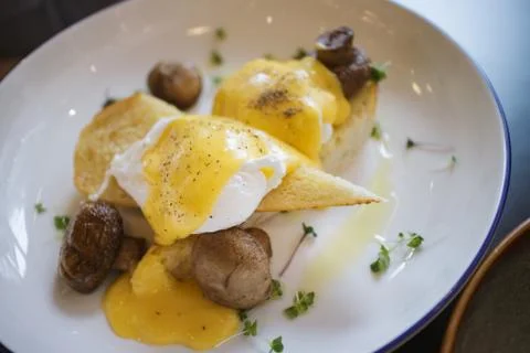 Egg mushroom bread with cheese Foto stock