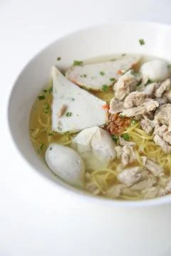 Egg noodle with fishball Stock Photos