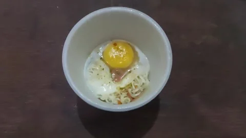 Egg Noodle Inside Cup, Simple Dinner Video stock 301374421