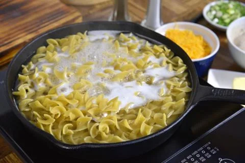 Egg noodles boiling Stock Photos
