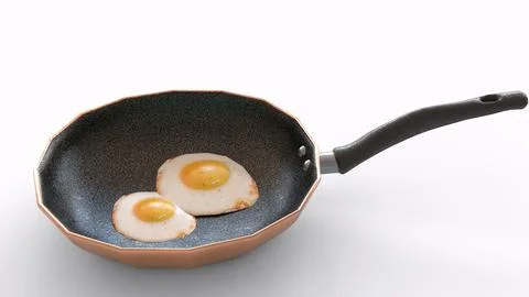 Egg omelet in copper pan Stock Illustration