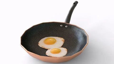 Egg omelet in copper pan Stock Illustration