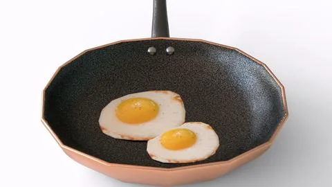 Egg omelet in copper pan Stock Illustration