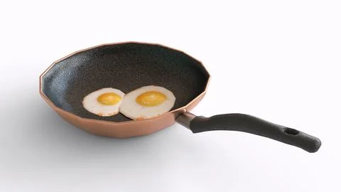 Egg omelet in copper pan Stock Illustration