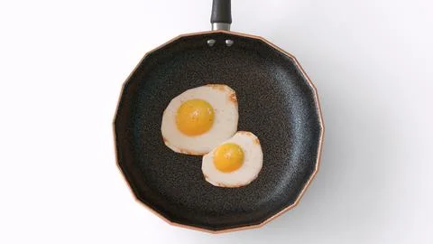 Egg omelet in copper pan Stock Illustration