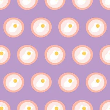 Egg omelet seamless pattern. Vector illustration of breakfast on bright backg Stock Illustration