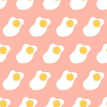 Egg omelet seamless pattern. Vector illustration of breakfast on bright backg Stock Illustration