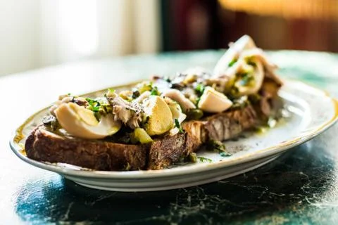 Egg Open Faced Sandwich Stock Photos