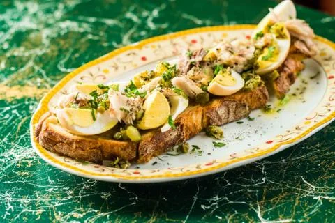 Egg Open Faced Sandwich Stock Photos