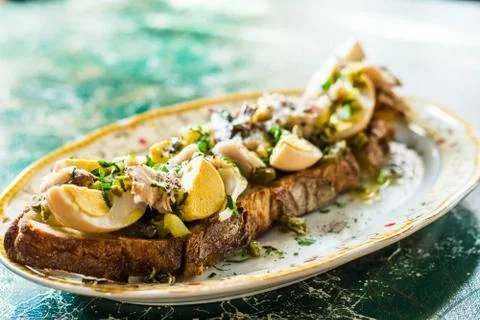 Egg Open Faced Sandwich Stock Photos