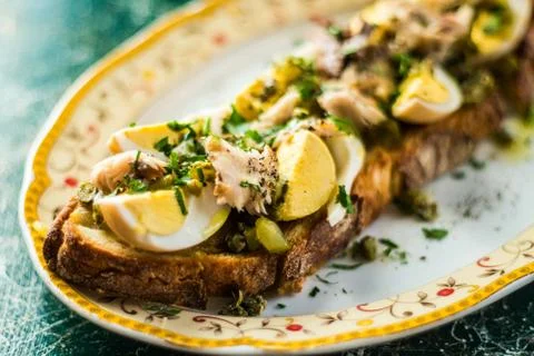 Egg Open Faced Sandwich Stock Photos