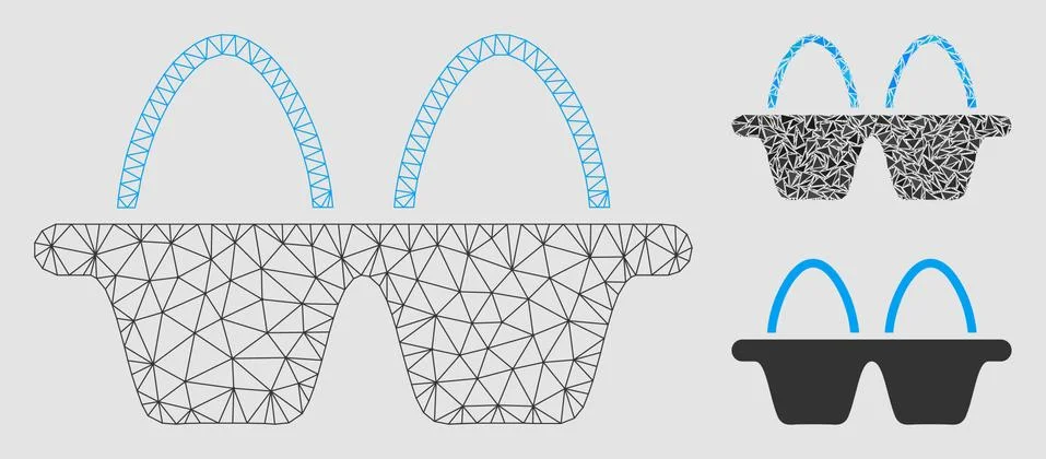 Egg Pack Vector Mesh Carcass Model and Triangle Mosaic Icon 스톡 일러스트