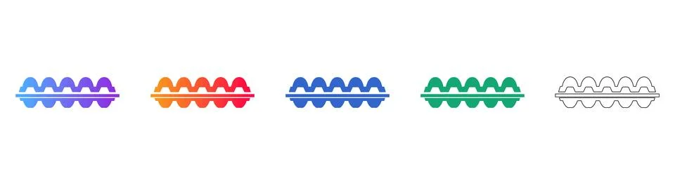 Egg Packaging Tray Icon Set Stock Illustration