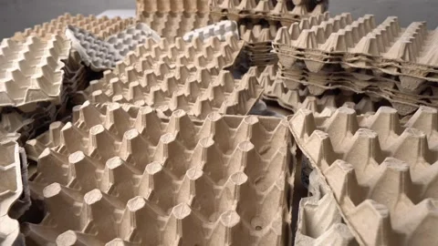Egg Packaging. Used Paper Pulp Chicken Egg Cartons Waste for Recycling and 스톡 동영상 297794414