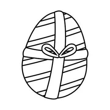 Egg painted with gift ribbon easter decoration Stock Illustration