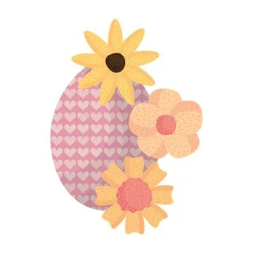 Egg painted happy easter with flowers Stockillustratie