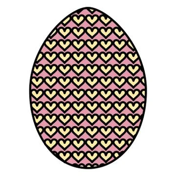 Egg painted happy easter with hearts pattern イラスト素材