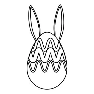 Egg painted with rabbit ears easter icon Stock Illustration