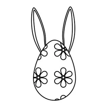 Egg painted with rabbit ears easter icon Stock Illustration