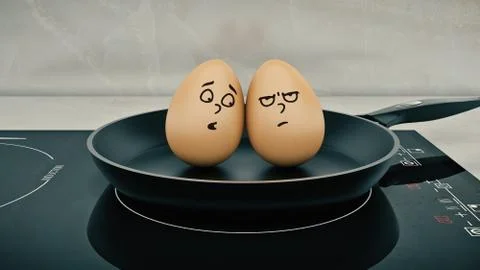 Egg in pan. egg concept. 3d rendering Stock Illustration