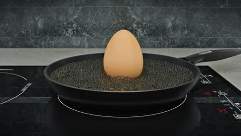 Egg in pan. egg concept. 3d rendering Stock Illustration
