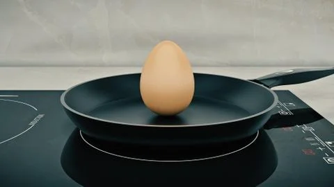 Egg in pan. egg concept. 3d rendering Stock Illustration