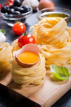 Egg in pasta Stock Photos