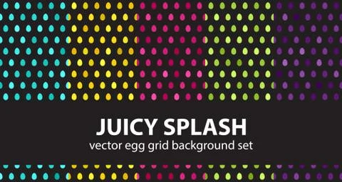 Egg pattern set Juicy Splash. Vector seamless backgrounds Stock Illustration