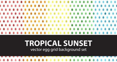 Egg pattern set Tropical Sunset. Vector seamless backgrounds Stock Illustration