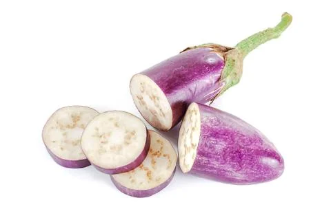 Egg plants close up isolated background. Stock Photos