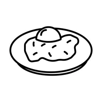 Egg on plate icon linear logo mark in black and white Stock Illustration