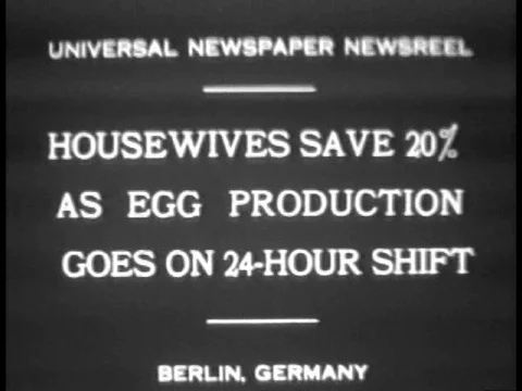 Egg production increases at a chicken farm in Berlin, Germany, 1931. Stock Footage
