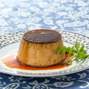Egg pudding cake or flan, an open-topped pastry case with a savory or sweet f Stock Photos