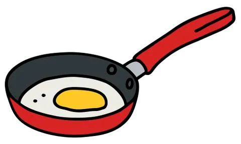 Egg in red pan Stock Illustration